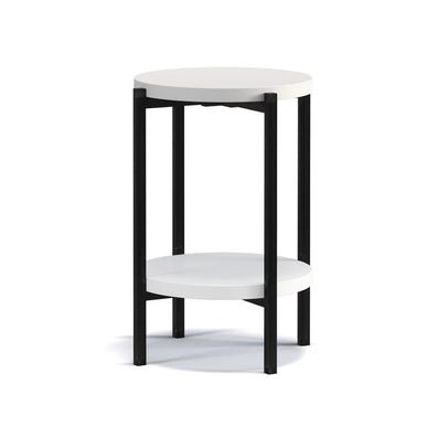 BETTSO Beistelltisch Kaffeetisch mit Regal HANS D 44 x 61 cm Weiß