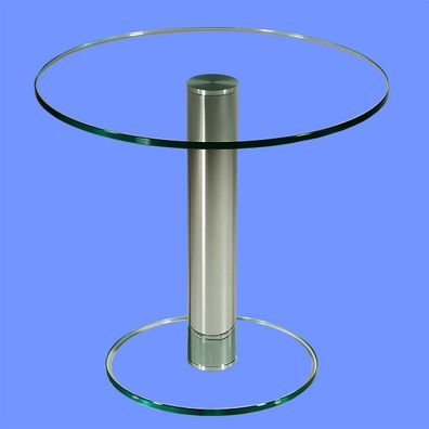 DAR-B1H Beistelltisch rund+ quadratisch Glas 50cm Höhe Säule Chrom gebürstet Ab Werk