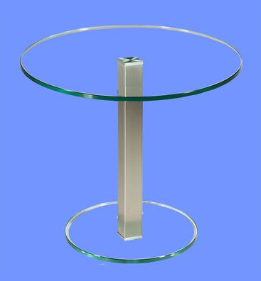 PER-B1H Beistelltisch rund oder quadratisch Glas 50cm Höhe. Säule in Edelstahl