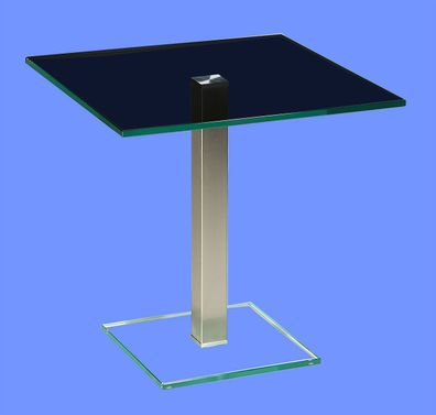 PER-B2H Beistelltisch rund oder quadratisch Glas 50cm Höhe. Säule in Edelstahl
