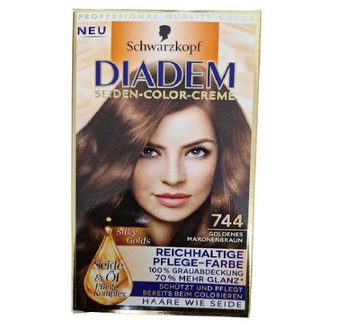 Diadem Goldenes Maronenbraun Haarfarbe 744 Seiden Color Creme mit Seide & Öl Pflege