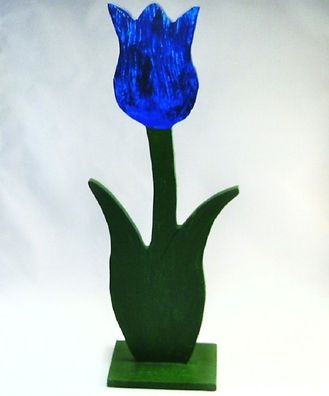 Deko Tulpe blau, 35cm hoch, Holz, handbemalt, Tischdeko, Eingangsdeko