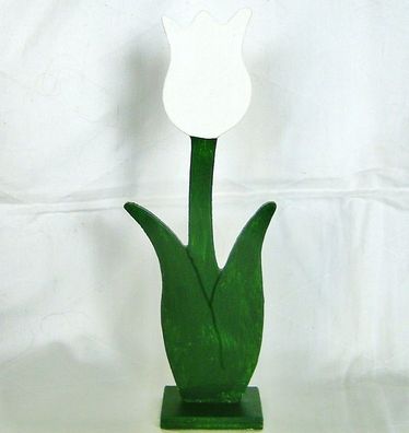 Deko Tulpe weiß, 35cm hoch, Holz, handbemalt, Tischdeko, Eingangsdeko