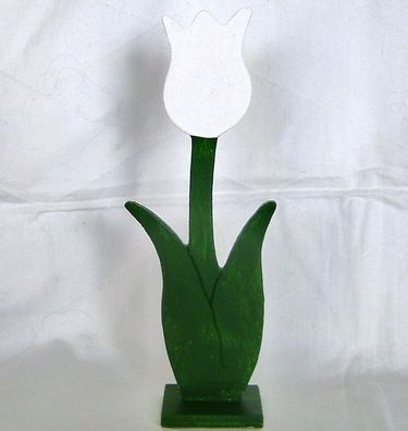 Deko Tulpe weiß, 49cm hoch, Holz, handbemalt, Tischdeko, Eingangsdeko