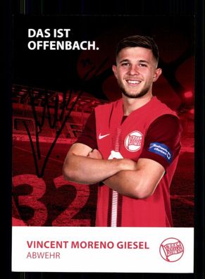 Vincent Moreno Giesel Autogrammkarte Kickers Offenbach 2023-24 Original Signiert