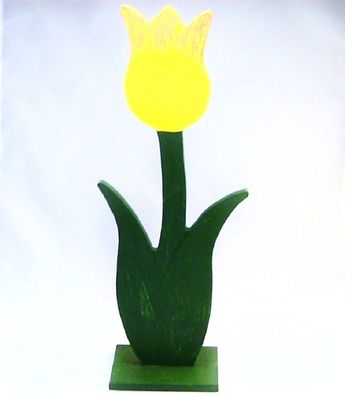 Deko Tulpe gelb, 49cm hoch, Holz, handbemalt, Tischdeko, Eingangsdeko
