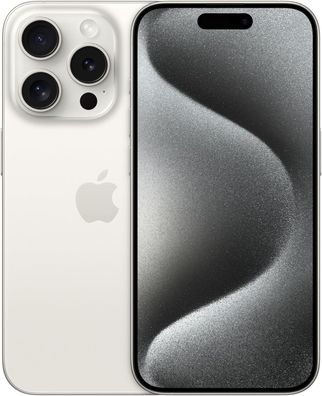 Apple iPhone 15 Pro - 128GB - Titan Weiß inkl. Silikon Case & Schutzglas