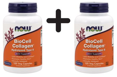 2 x NOW Foods BioCell Collagen Hydrolyzed Type II - 120 vcaps