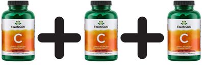 3 x Vitamin C with Rose Hips, 1000mg Timed-Release - 250 tabs