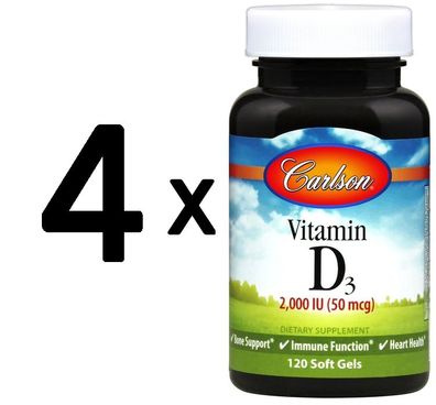 4 x Vitamin D3, 2000 IU - 120 softgels