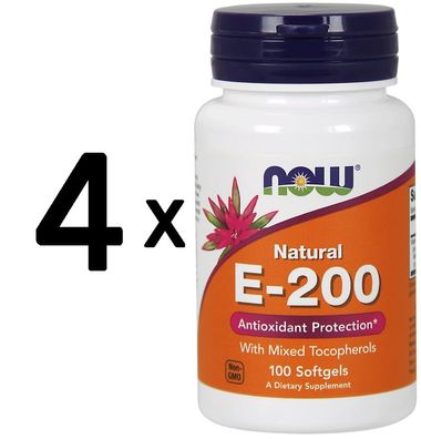 4 x Vitamin E-200, Natural (Mixed Tocopherols) - 100 softgels