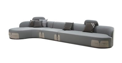 Ledersofa Wohnlandschaft Graue Couch Sofa Polster Ecke Sofas Garnituren Möbel