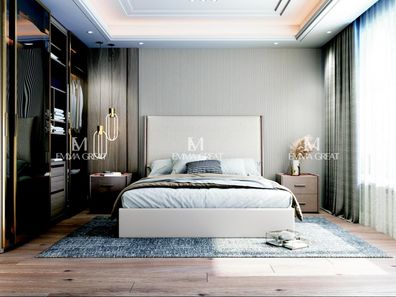 Doppelbett Bett Ehebett Design Luxus Luxur Polsterbett Designbett Leder Betten