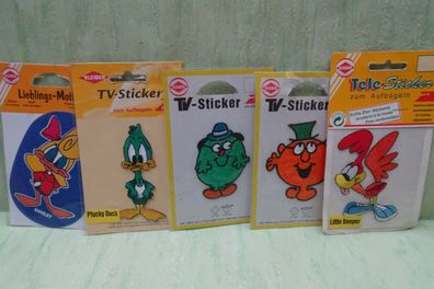 Kleiber Aufbügelmotiv Bügelbild Tele-Sticker Little Beeper Plucky Duck Mr Men