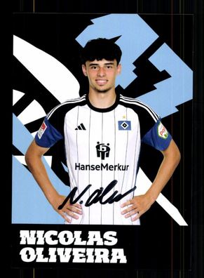 Nicolas Oliveira Autogrammkarte Hamburger SV 2023-24 Original Signiert