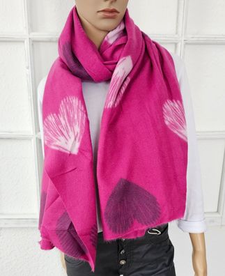 Edler XXL Winterschal Tuch soft 80 % Viskose 20 % Wolle dezente Herzen Pink