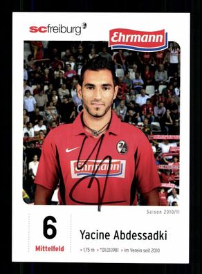 Yacine Abdessadki Autogrammkarte SC Freiburg 2010-11 Original Signiert