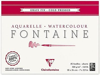 Clairefontaine 96413C Malblock, 4-seitig verleimt Aquarellpapier Feinkörnig, Fonta...