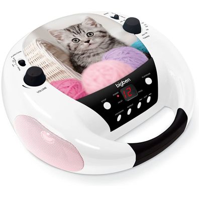 Bigben Tragbare KompaktAnlage Katze LED CDPlayer Radio AUXIN Kinder Boombox