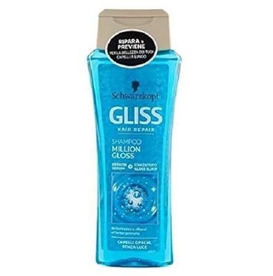 3 x Gliss Kur Shampoo"Million Gloss" für stumpfes, Glanzloses Haar - 250ml