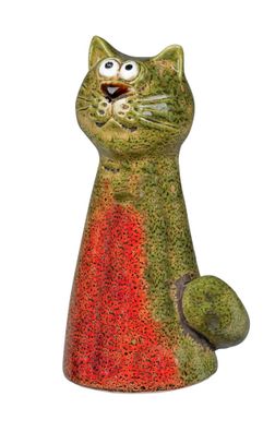 Gartenstecker Zaunhocker Katze Keramik Garten Deko Tier Skulptur Figur Objekt