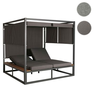 Aluminium Lounge-Gartenliege HWC-M63, Doppelliege Outdoor-Bett, 10cm-Polster