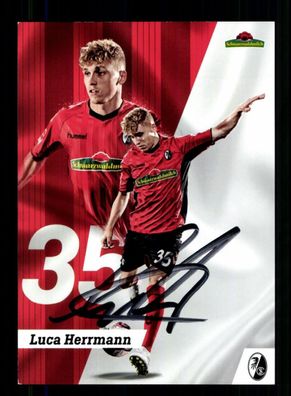 Luca Herrmann Autogrammkarte SC Freiburg 2018-19 Original Signiert