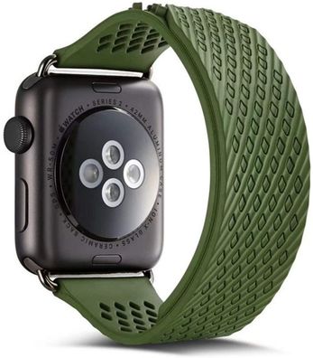 Networx Silicon Watch Strap Ersatzarmband passend für Apple Watch 44 mm grün schwarz
