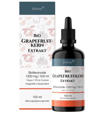 Bio Grapefruitkernextrakt Tropfen, 1200mg Bioflavonoide, hoch dosiert von EXVital