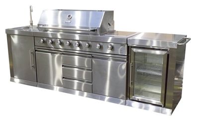 Gasgrill, Outdoor Kitchen BBQ, Außenküche, Outdoor Küche in silber, 2630x580x1190mm