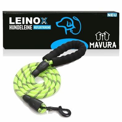 LEINOX reflektierende Hundeleine Trainingsleine Nylon Joggingleine weicher Griff