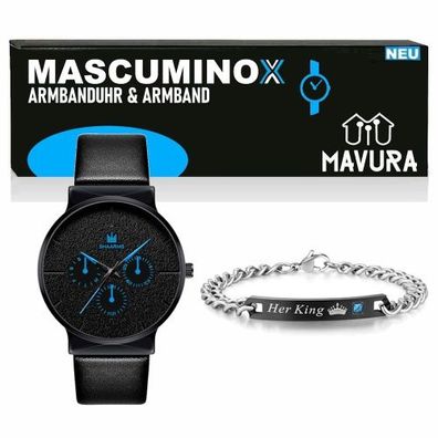Mascuminox Armbanduhr Armband Set Herren Elegant Luxus Business Uhr Geschenk