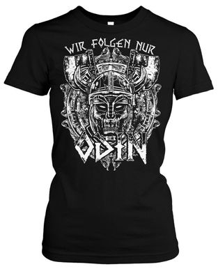 Wir folgen Odin Damen Girlie T-Shirt | Wikinger Thor Totenkopf Germanen Walhalla