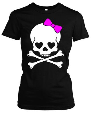 Skull Damen Girlie T-Shirt | Totenkopf Hardcore Fun Schädel | M1