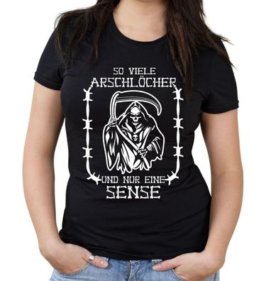 So viele Arschlöcher Girlie Shirt | Viking Totenkopf Wikinger Sensenmann Skull