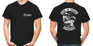 Sons of Fishing Danmark T-Shirt | Dänemark | Angler | Anarchy | M2 + Wunschname|