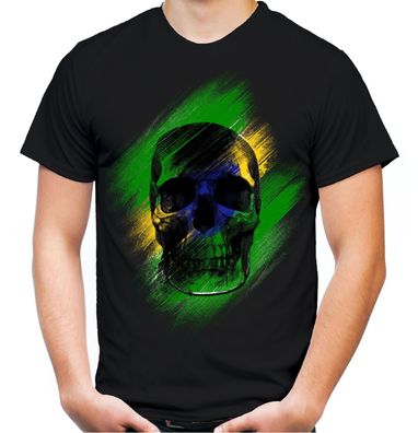 Brasilien Skull T-Shirt | Brazil Fahne Flag Trikot Ultras WM Fußball Totenkopf