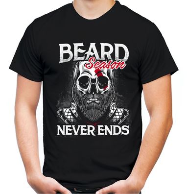 Beard Seasons Never Ends T-Shirt | Bart Rockabilly Totenkopf Skull Hipster Biker