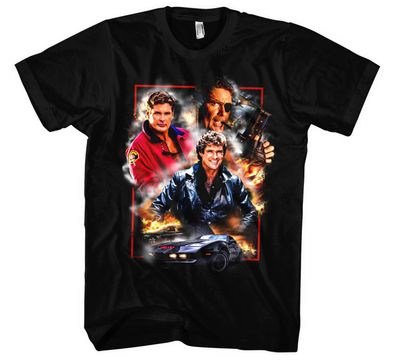 David Hasselhoff Männer Herren T-Shirt | Baywatch Mitch Knight Rider Kult