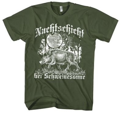Nachtschicht bei Schweinesonne Männer Herren T-Shirt | Jagd Jäger Wild Förster