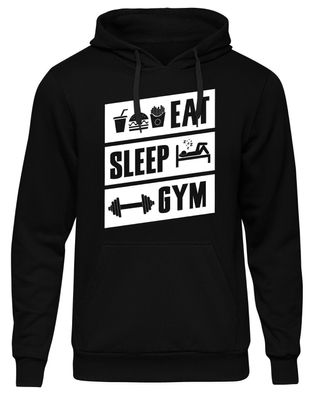 Eat Sleep Gym Herren Kapuzenpullover | Fitniss Pumpen Sport Muskeln Hantel