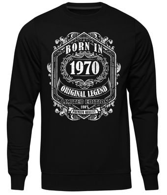 Born In Herren Männer Pullover | Gebrustag Party Sternzeichen Birthday 1970-1979