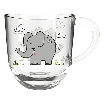 Trinkglas mit Henkel, Inhalt: 0,28 Liter, Elefant