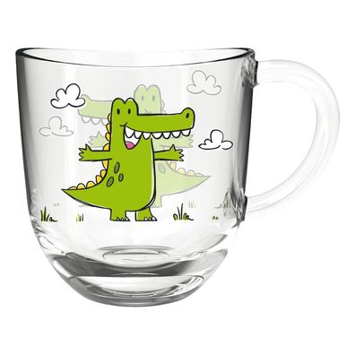 Trinkglas mit Henkel, Inhalt: 0,28 Liter, Krokodil