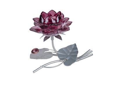 Tischleuchter Teelichleuchter Metallleuchter 1 flammig 18cm Seerose Beere