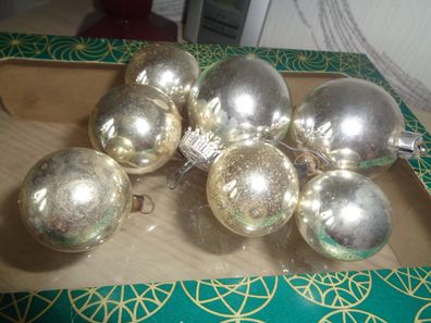 Baumbehang, Weihnachtskugeln, Christbaumkugeln -7 Kugeln -verschiedene Größen silber