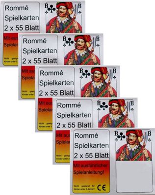 10x55 Romme Karten Kartenspiel Spielkarten Rommekarten Canasta Bridge Skat Poker