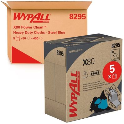 WypAll X80 Wischtücher, Pop-Up Box, 42,7x21,2cm, Stahlblau, 5x80 Tü/ Krt.