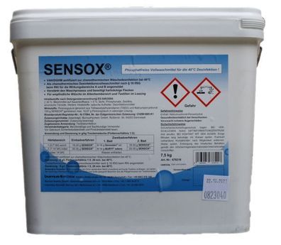 Sensox Desinfektions-Vollwaschmittel, phosphatfrei, 7,5kg Eimer BAuA-Reg-Nr.: N-3887