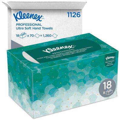 Handtuchpapier Kleenex, 26x22,5cm, 1lg, weiß, Zupfbox, 18x70 Tü.